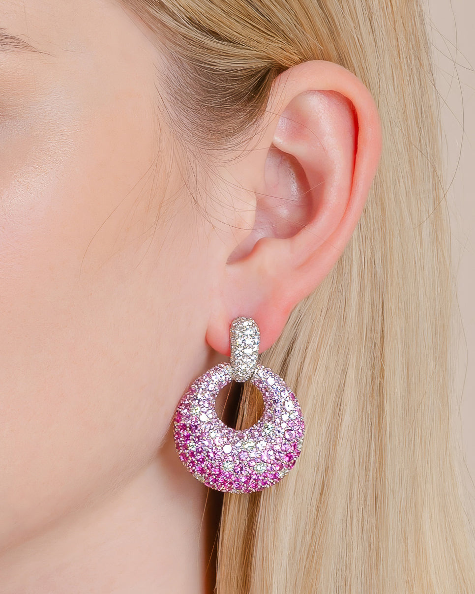 Pink Sapphire & Diamond Earrings