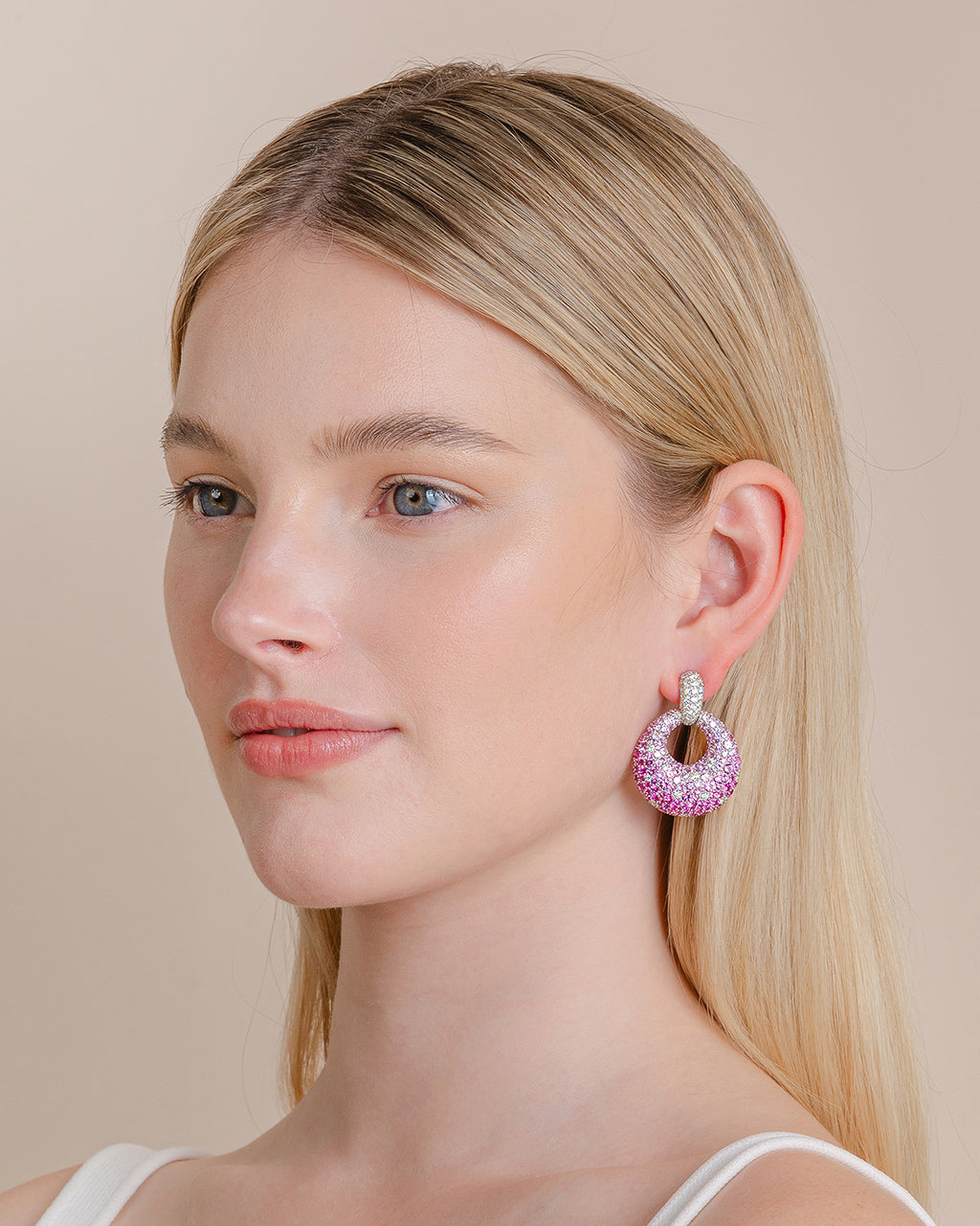 Pink Sapphire & Diamond Earrings