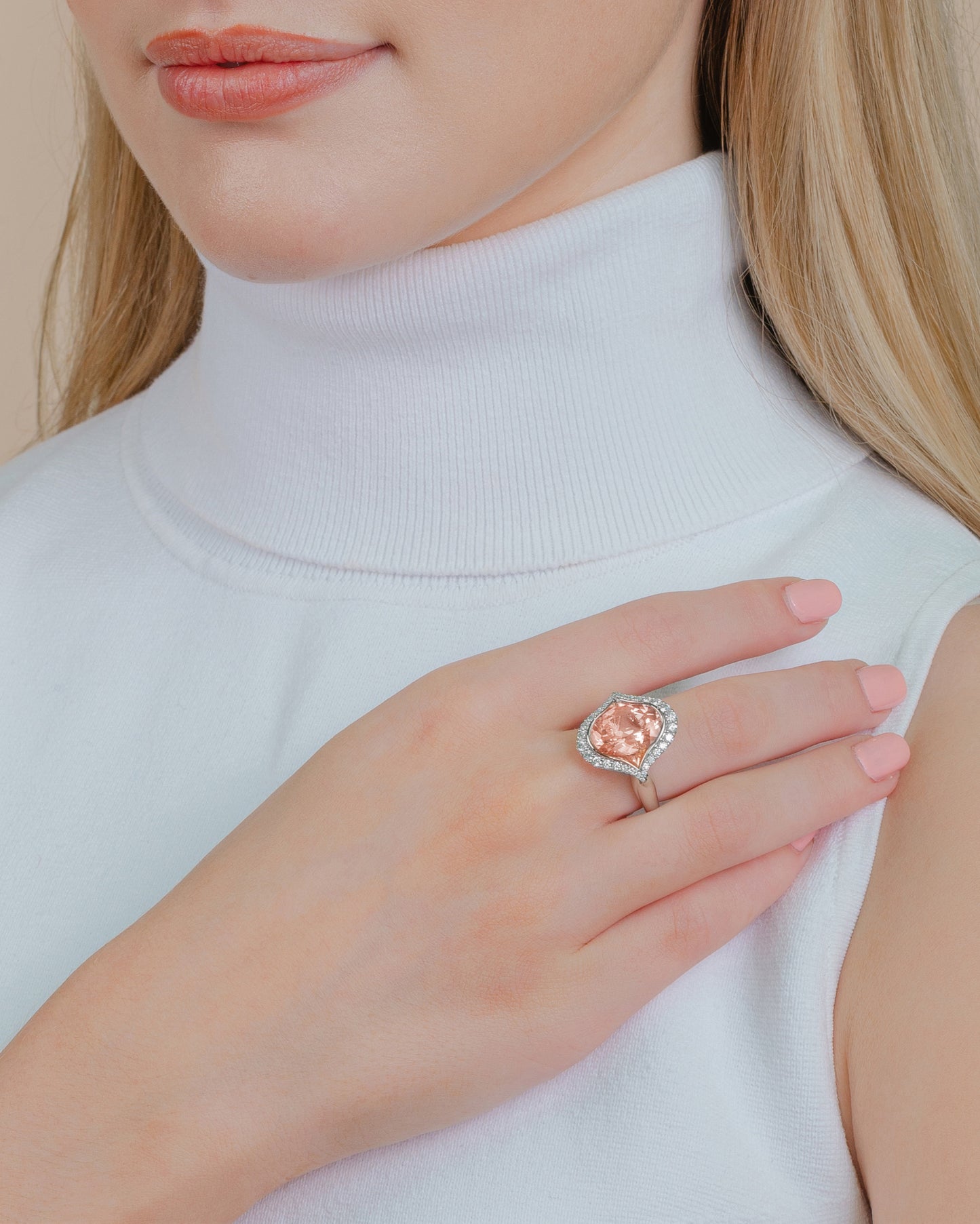 Morganite and Diamond Cocktail Ring