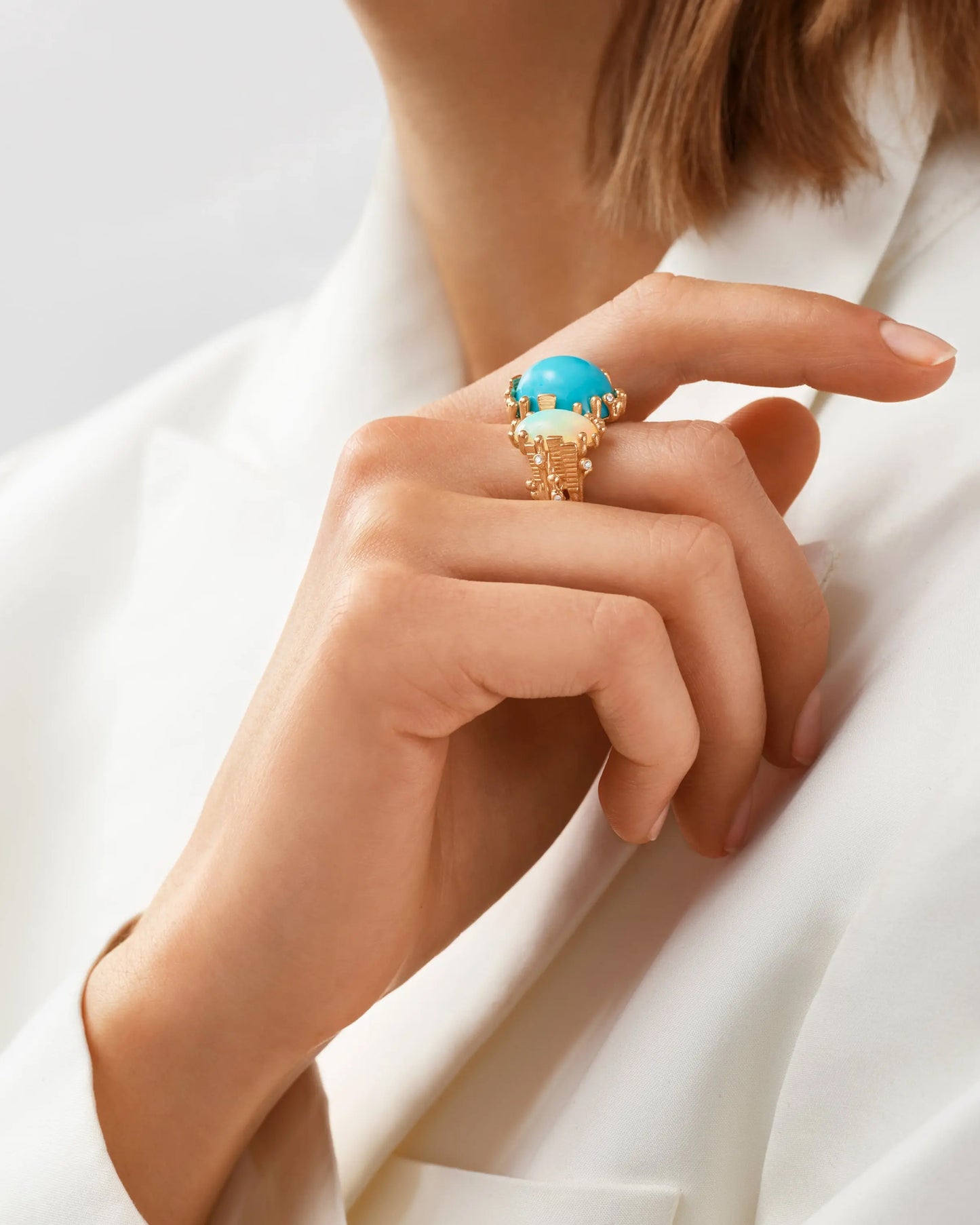 Ole Lynggaard BoHo Turquoise and Ethiopian Opal Ring