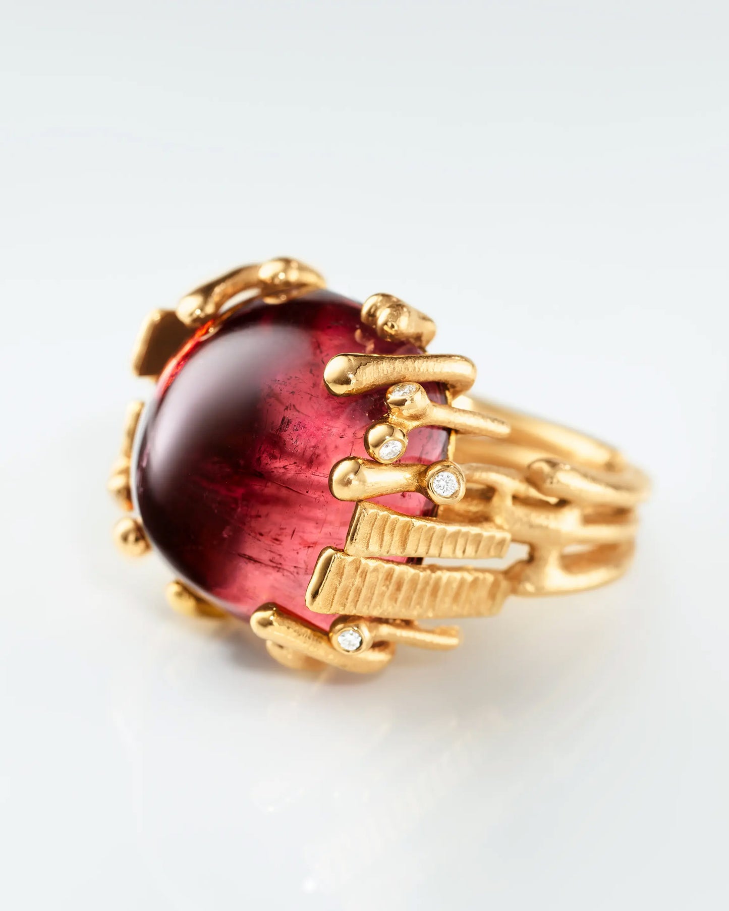 Ole Lynggaard 'BoHo' Ring with Cerise Tourmaline and Diamonds