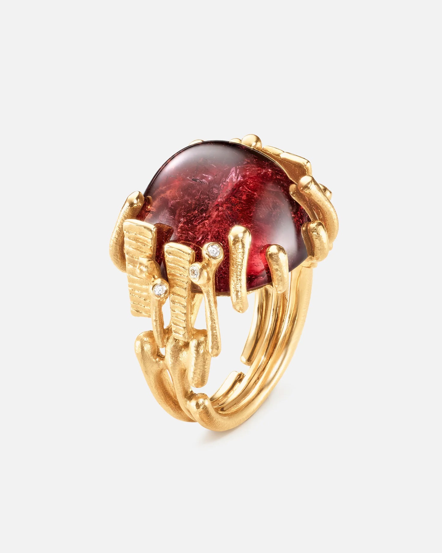 Ole Lynggaard 'BoHo' Ring with Cerise Tourmaline and Diamonds