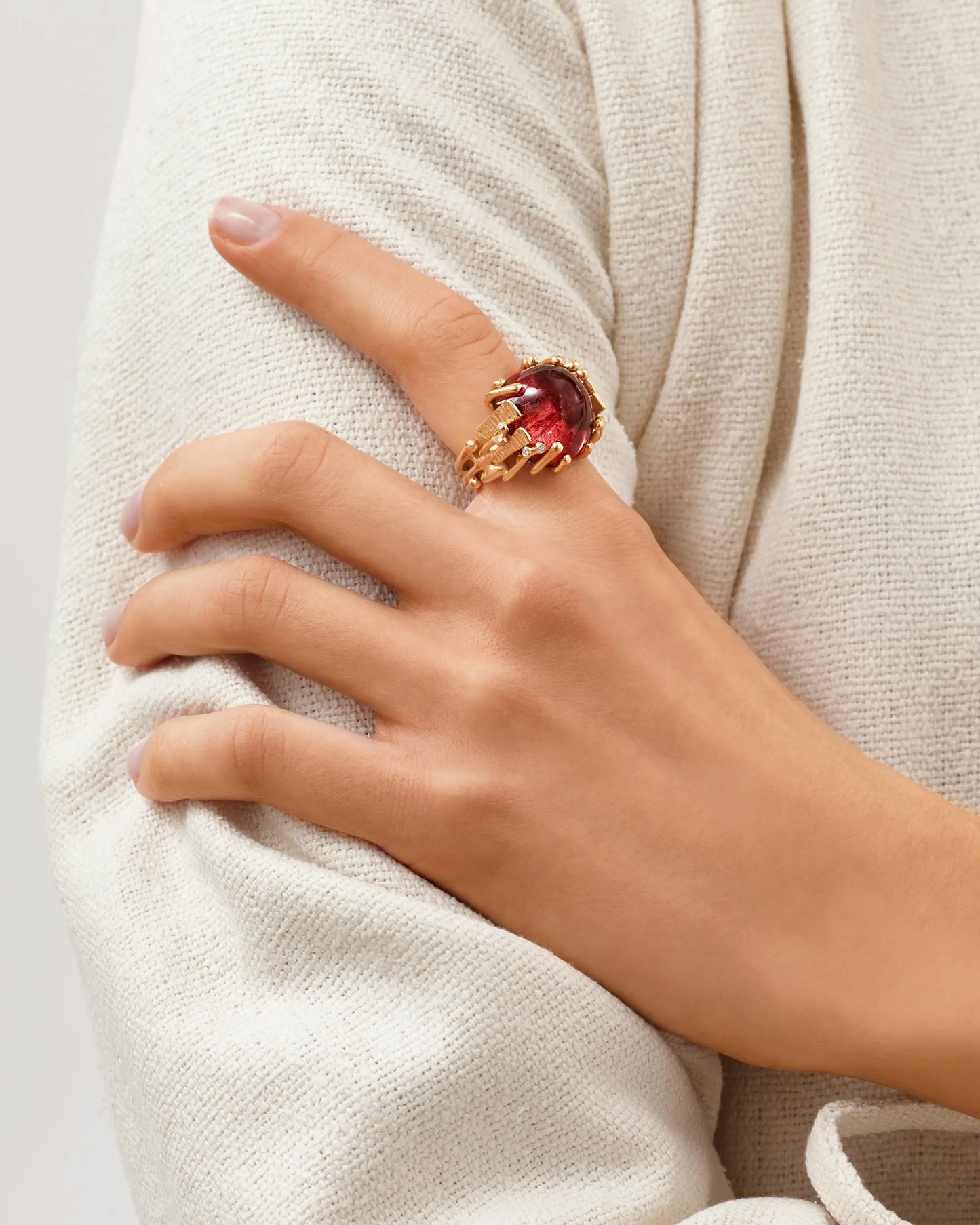 Ole Lynggaard 'BoHo' Ring with Cerise Tourmaline and Diamonds