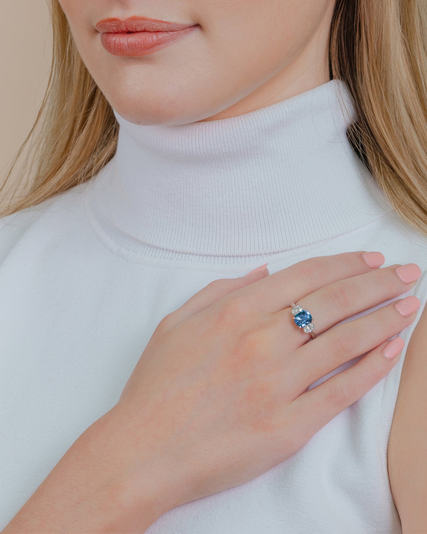 Sapphire and Diamond 3-Stone Ring