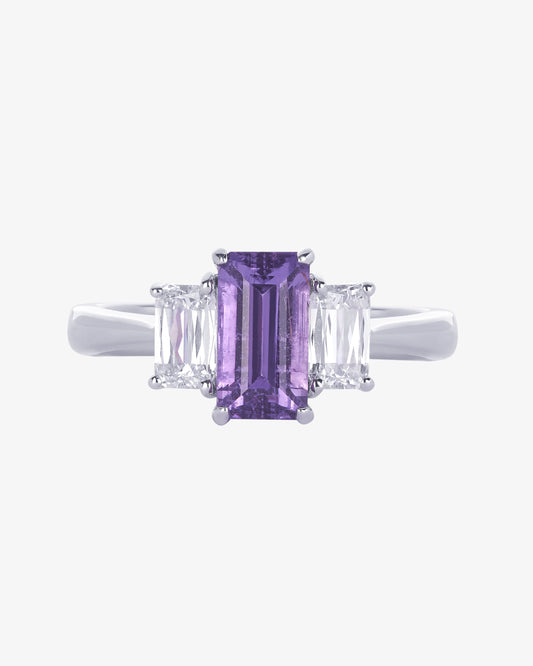 Purple Sapphire and ASHOKA® Diamond 3-Stone Ring