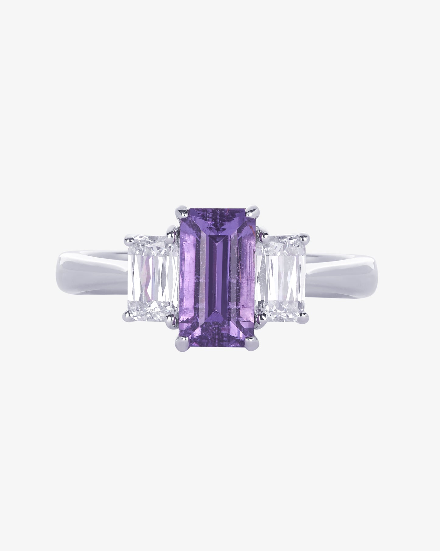 Purple Sapphire and ASHOKA® Diamond 3-Stone Ring