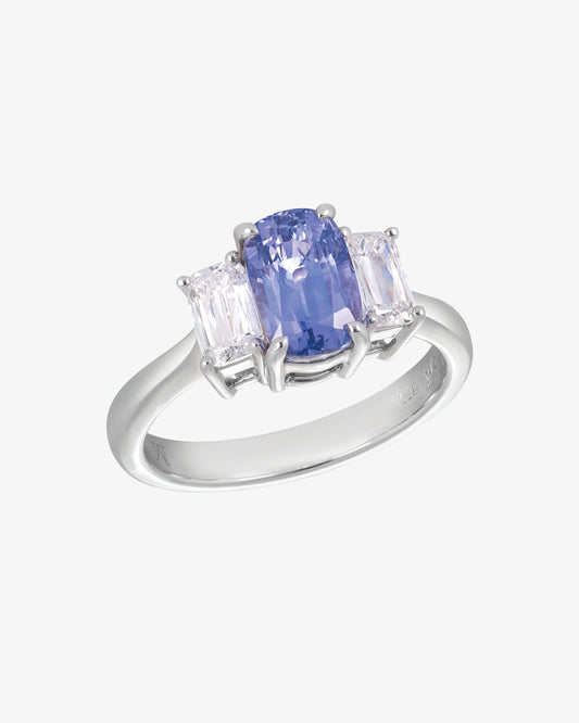 Sapphire and ASHOKA® Diamond 3-Stone Ring