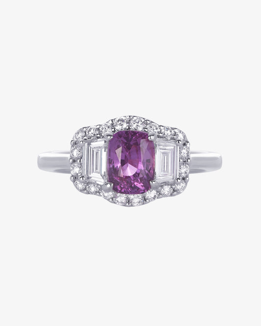 Pink Sapphire and Diamond Ring