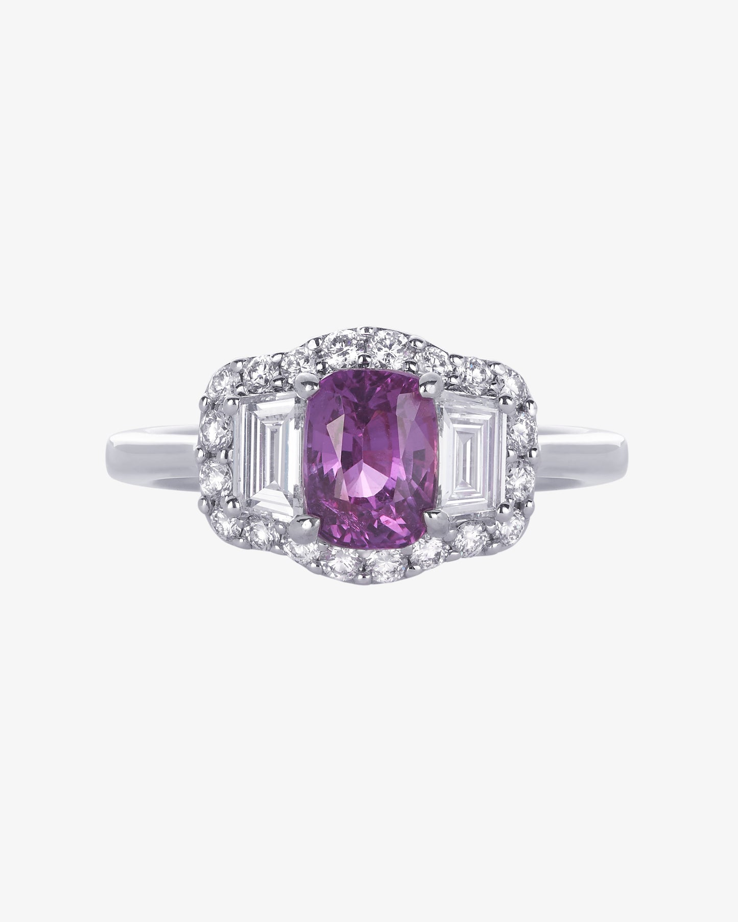 Pink Sapphire and Diamond Ring