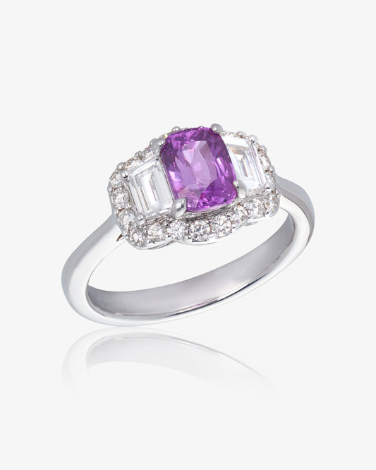 Pink Sapphire and Diamond Ring