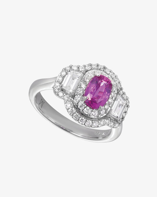 Pink Sapphire and Diamond Ring