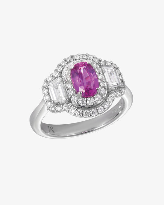 Pink Sapphire and Diamond Ring