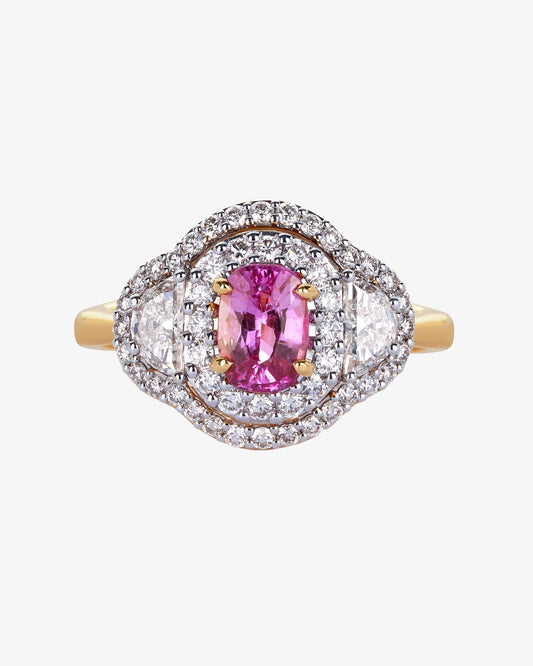 Pink Sapphire and Diamond Ring