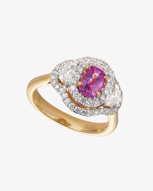 Pink Sapphire and Diamond Ring