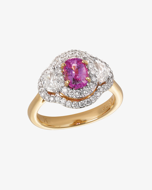 Pink Sapphire and Diamond Ring