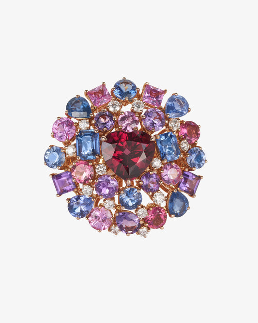 Rhodolite, Diamond and Multi-coloured Gemstone Ring
