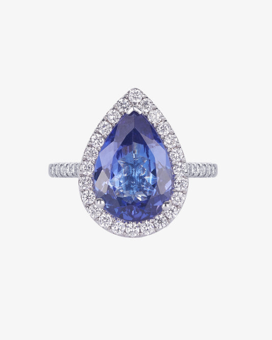 Pear Shaped Tanzanite and Diamond Ring