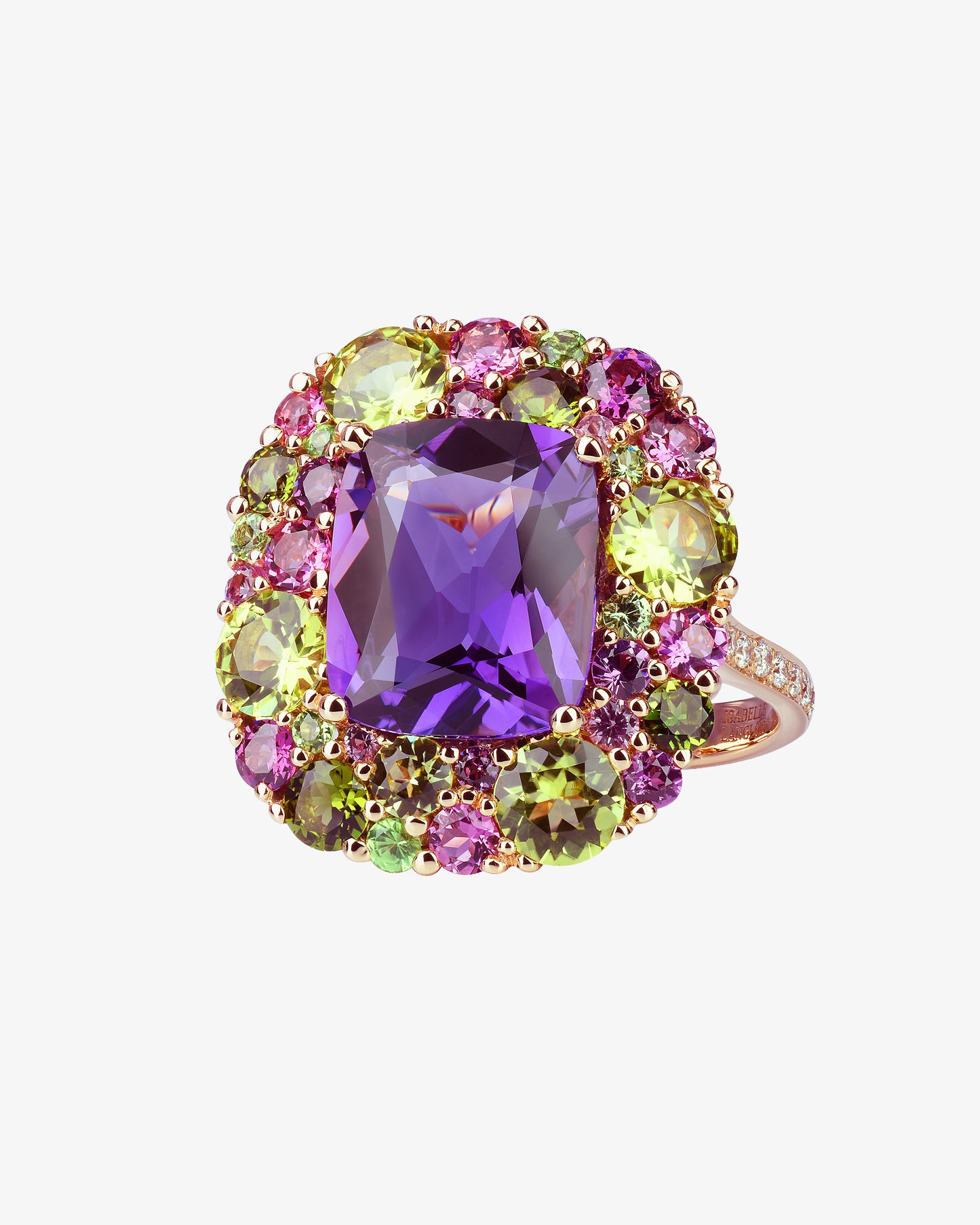 Isabelle Langlois Amethyst and Peridot Cocktail Ring