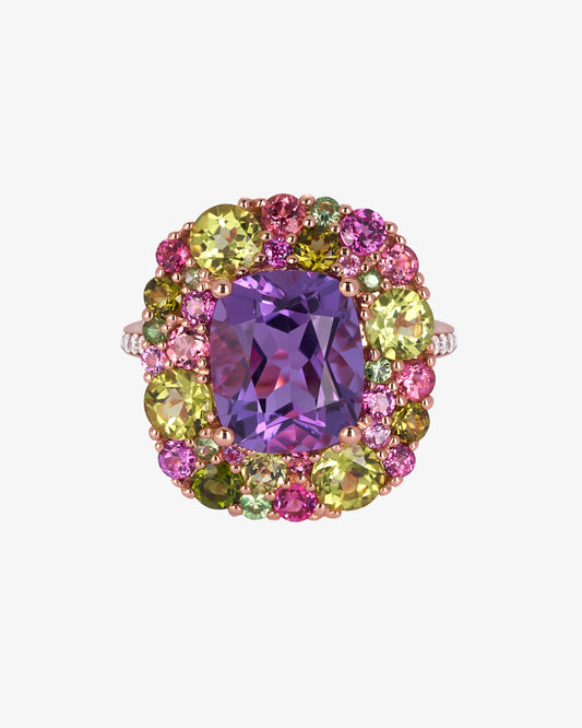 Isabelle Langlois Amethyst and Peridot Cocktail Ring