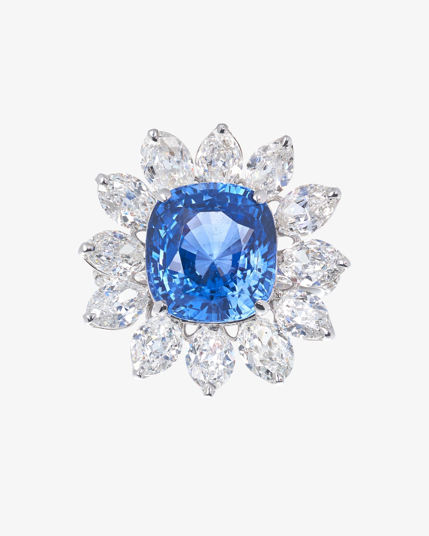 Ceylon Vivid Blue Sapphire and Diamond Ring