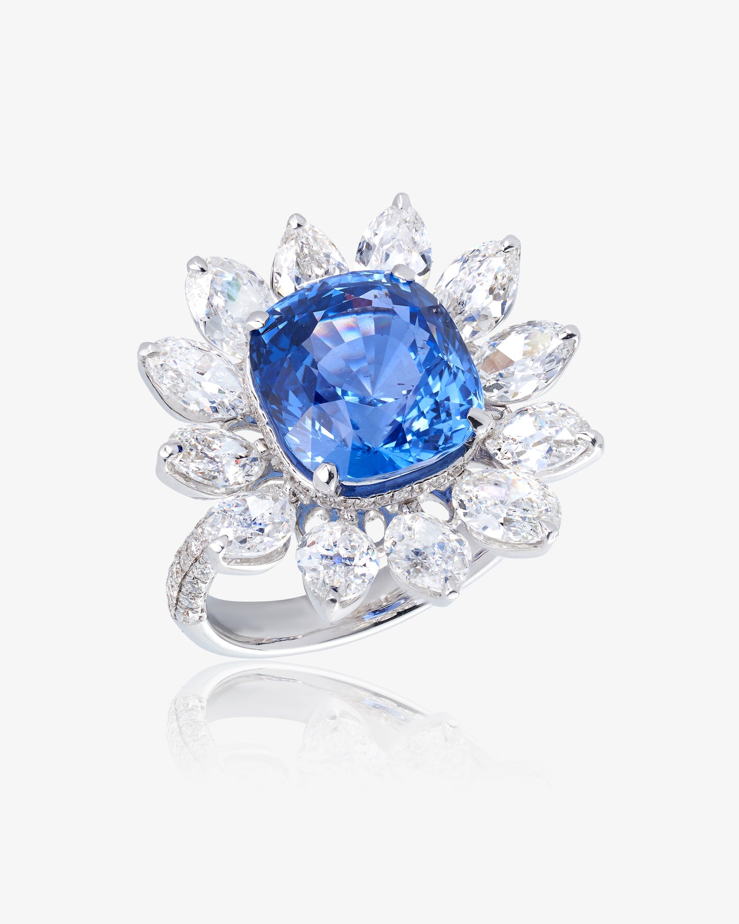 Ceylon Vivid Blue Sapphire and Diamond Ring