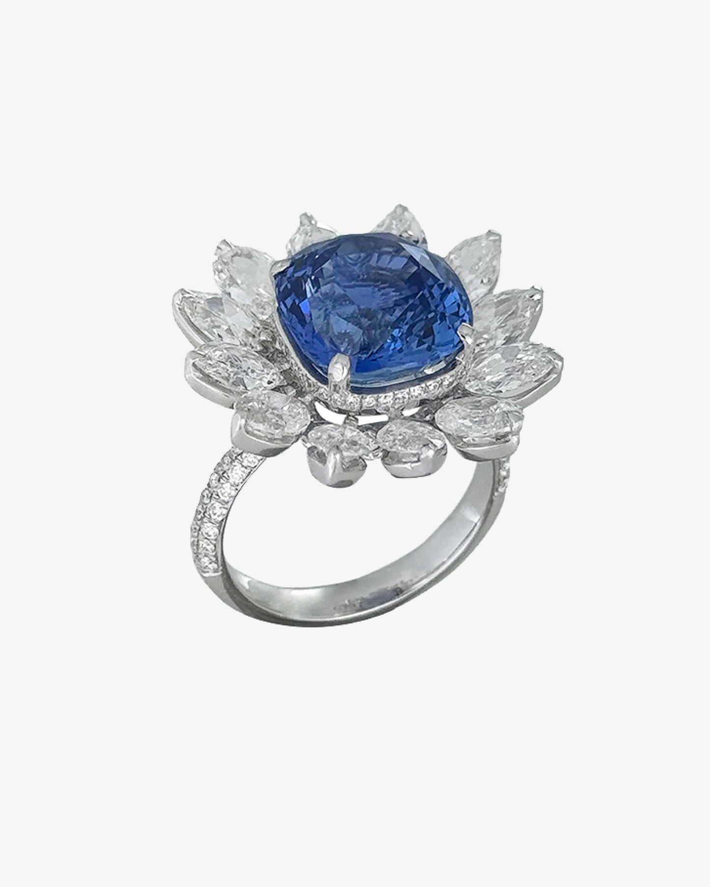 Ceylon Vivid Blue Sapphire and Diamond Ring