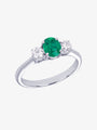 Emerald and Diamond Set Trilogy Ring