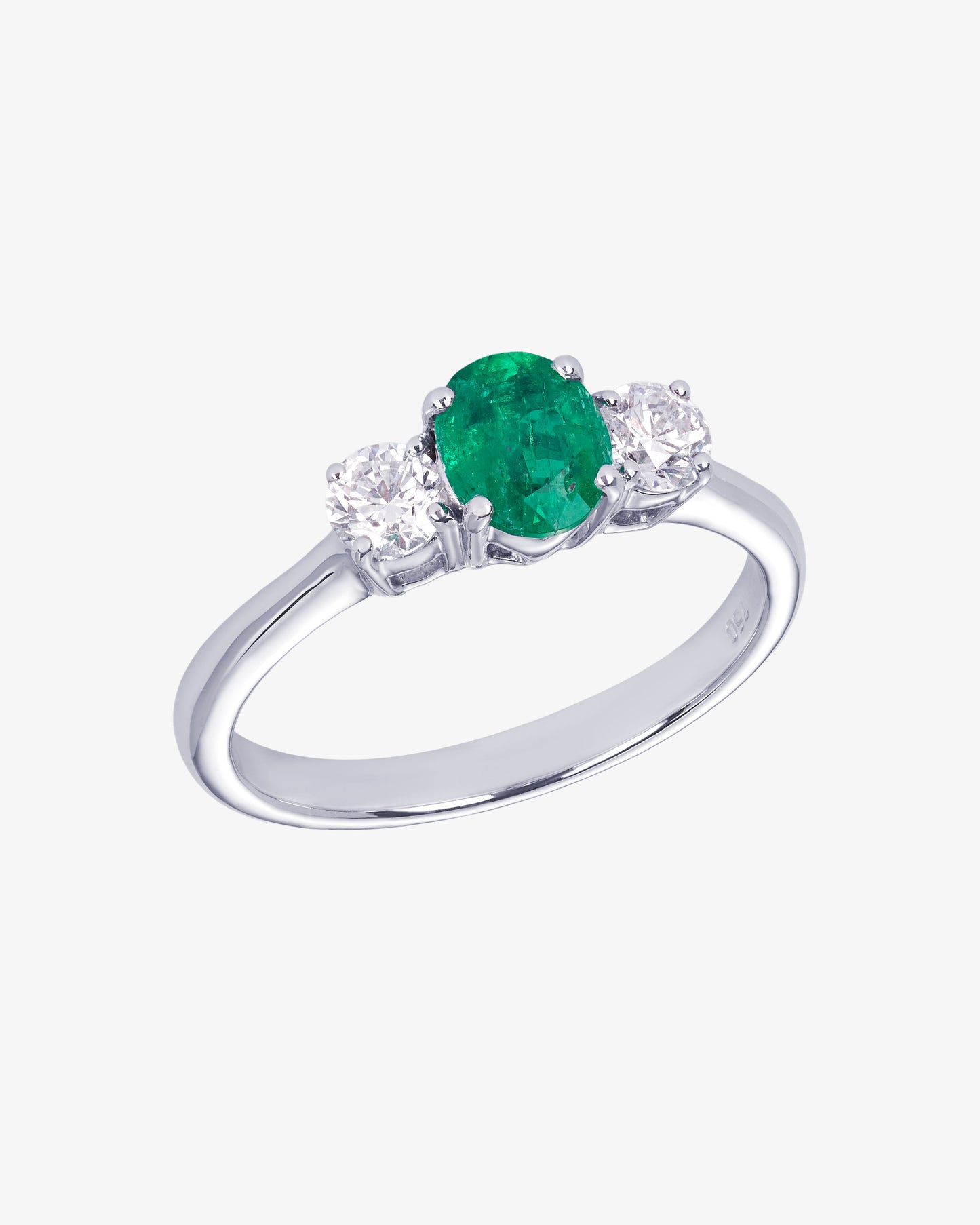 Emerald and Diamond Set Trilogy Ring