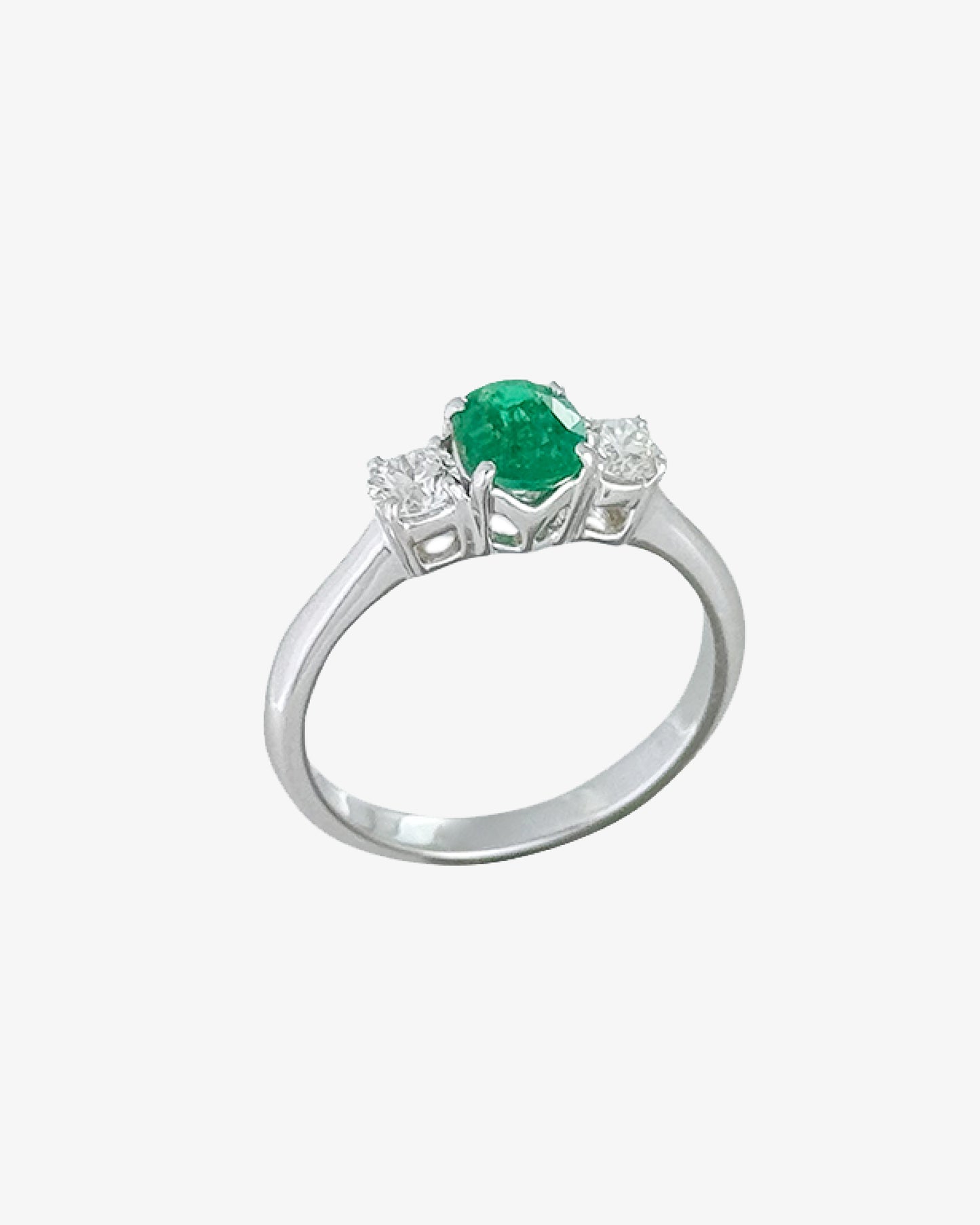 Emerald and Diamond Set Trilogy Ring