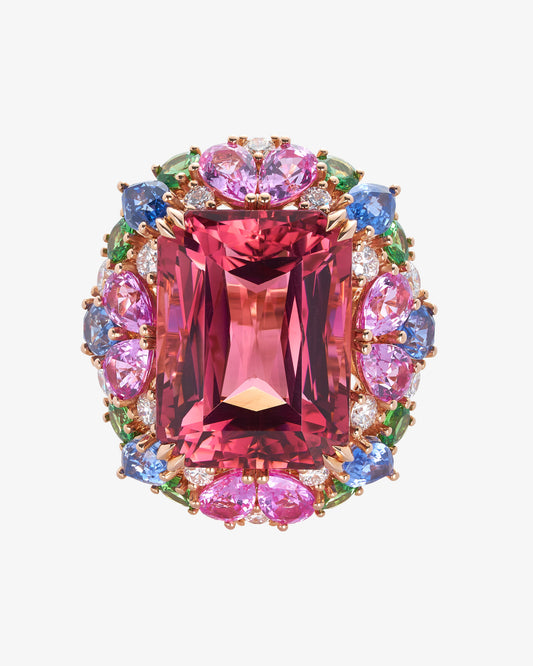 Pink Tourmaline Flower Ring