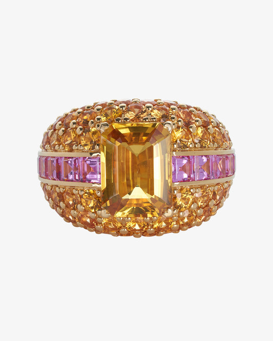 Orange, Pink and Yellow Sapphire Ring