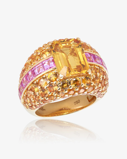 Orange, Pink and Yellow Sapphire Ring