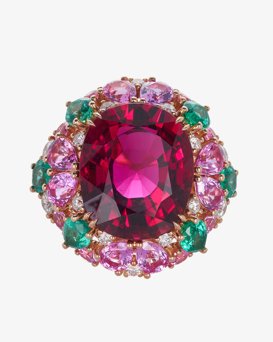 Rubellite Flower Ring