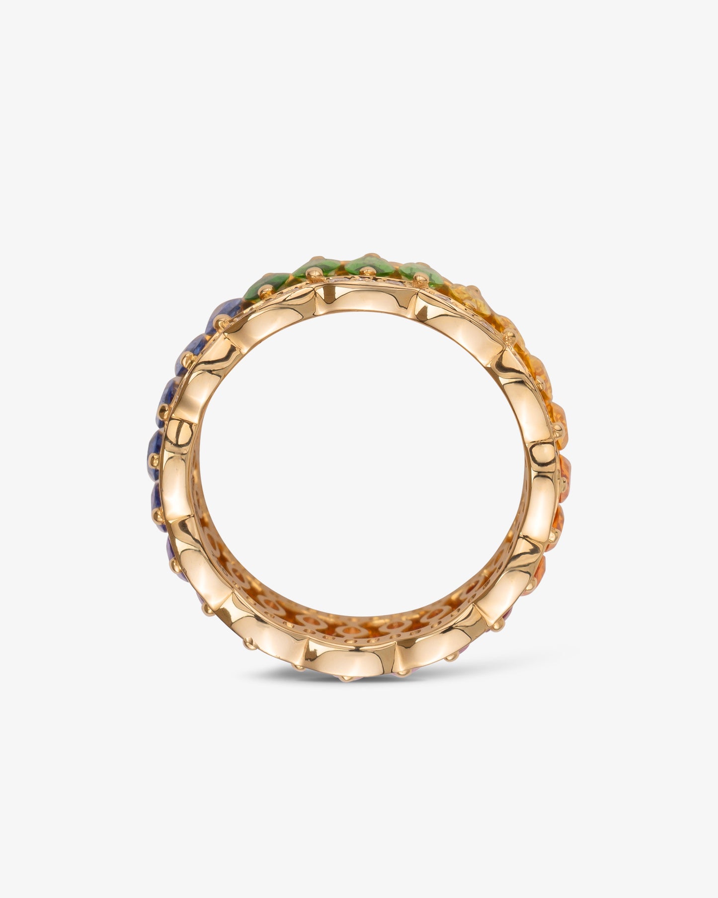 Rainbow Sapphire and Diamond Set Crown Ring