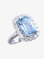 Aquamarine & Diamond Halo Ring