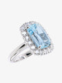 Aquamarine & Diamond Halo Ring