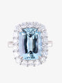 Aquamarine & Diamond Halo Ring