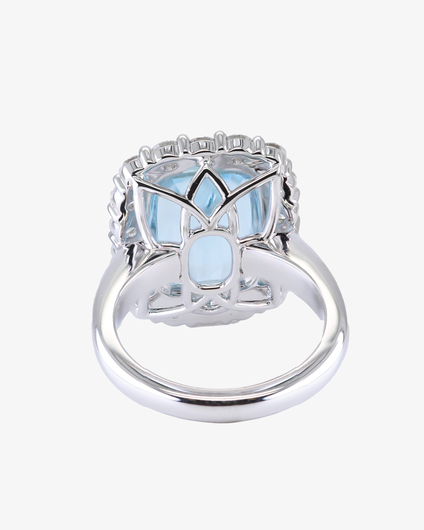 Aquamarine & Diamond Halo Ring