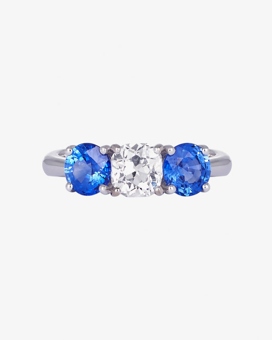 Diamond and Sapphire Trilogy Ring