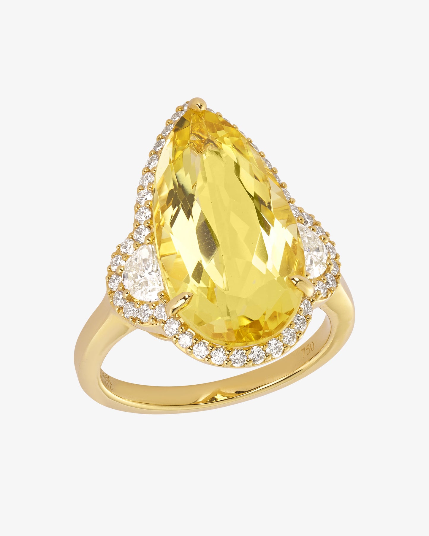 Yellow Beryl and Diamond Ring