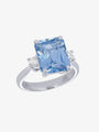 Emerald Cut Aquamarine and Diamond Ring
