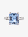 Emerald Cut Aquamarine and Diamond Ring