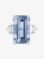 Emerald Cut Aquamarine and Diamond Ring