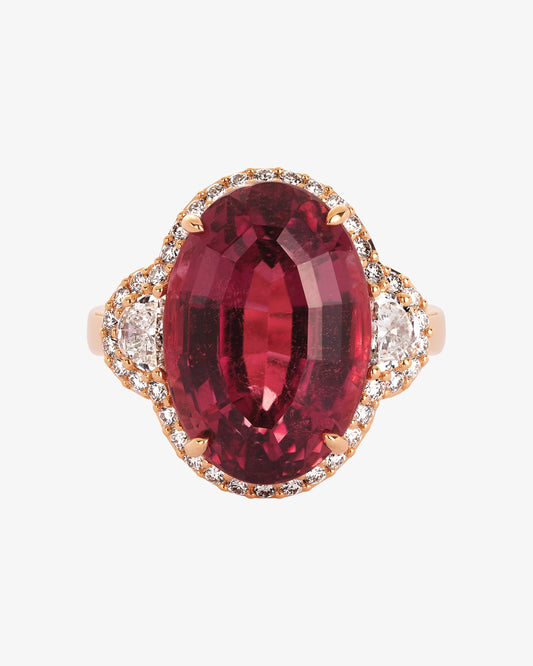 Oval Pink Tourmaline and Diamond Ring