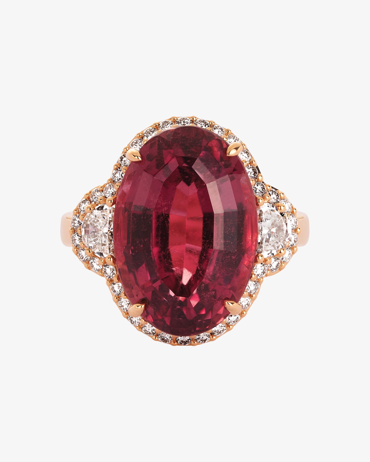 Oval Pink Tourmaline and Diamond Ring