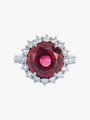 Round Red Spinel and Diamond Ring