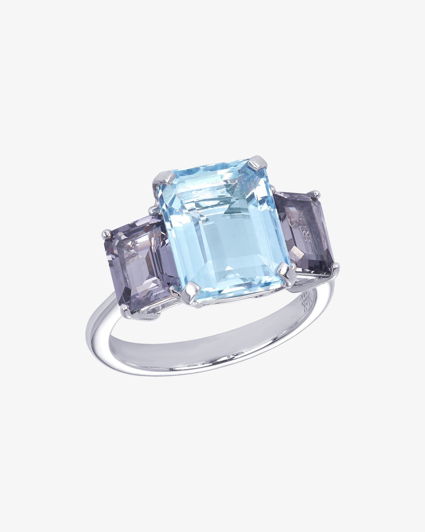 Aquamarine and Spinel Trilogy Ring
