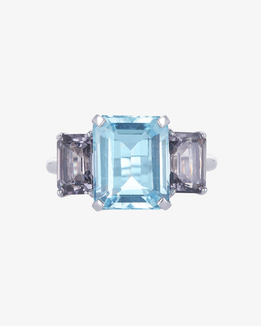 Aquamarine and Spinel Trilogy Ring