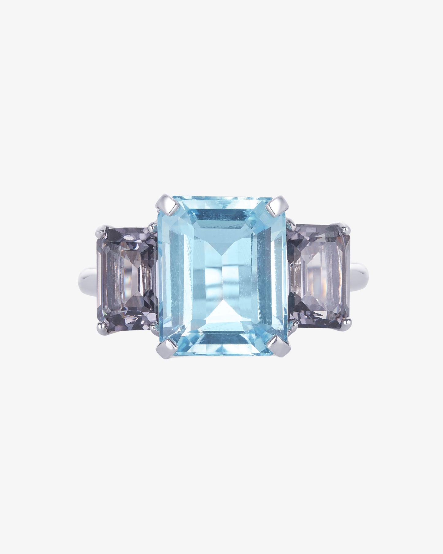 Aquamarine and Spinel Trilogy Ring