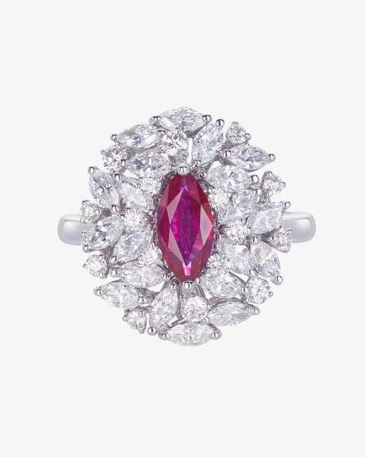 0.65ct Marquise Ruby and Diamond Ring
